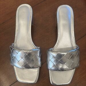Mark FisherWomen's Silver Woven Slide Sandals